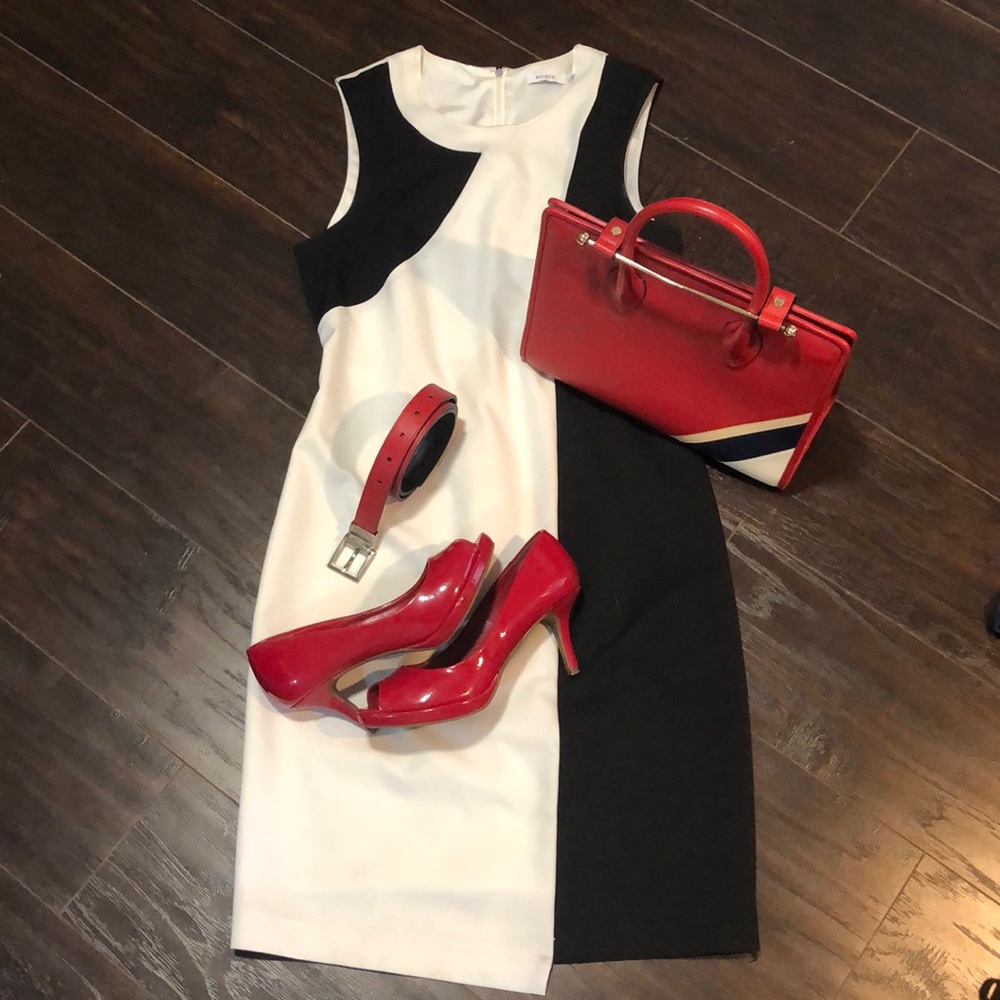 Rickis asymmetrical, lined, knee length dress